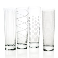 Mikasa Highball Glass Set Clear Etched Crystal 550ml Set of 4