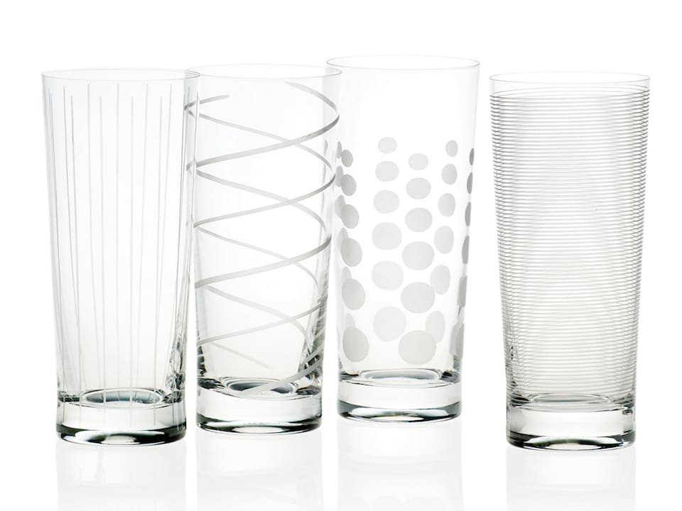 image 1 of Mikasa Highball Glass Set Clear Etched Crystal 550ml Set of 4
