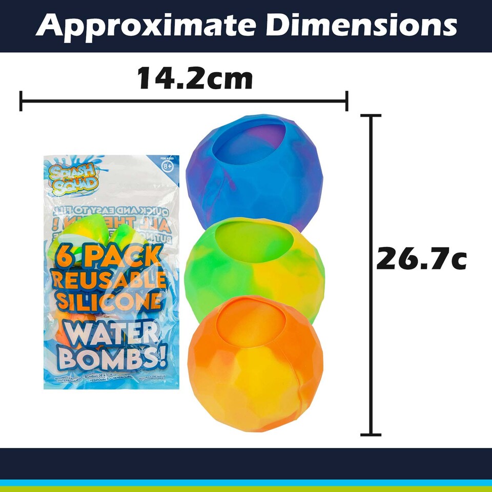 image 1 of vfm-estore Reusable Silicone Water Bombs Multicolour Set of 6 - Kids & Adult Pool Toy