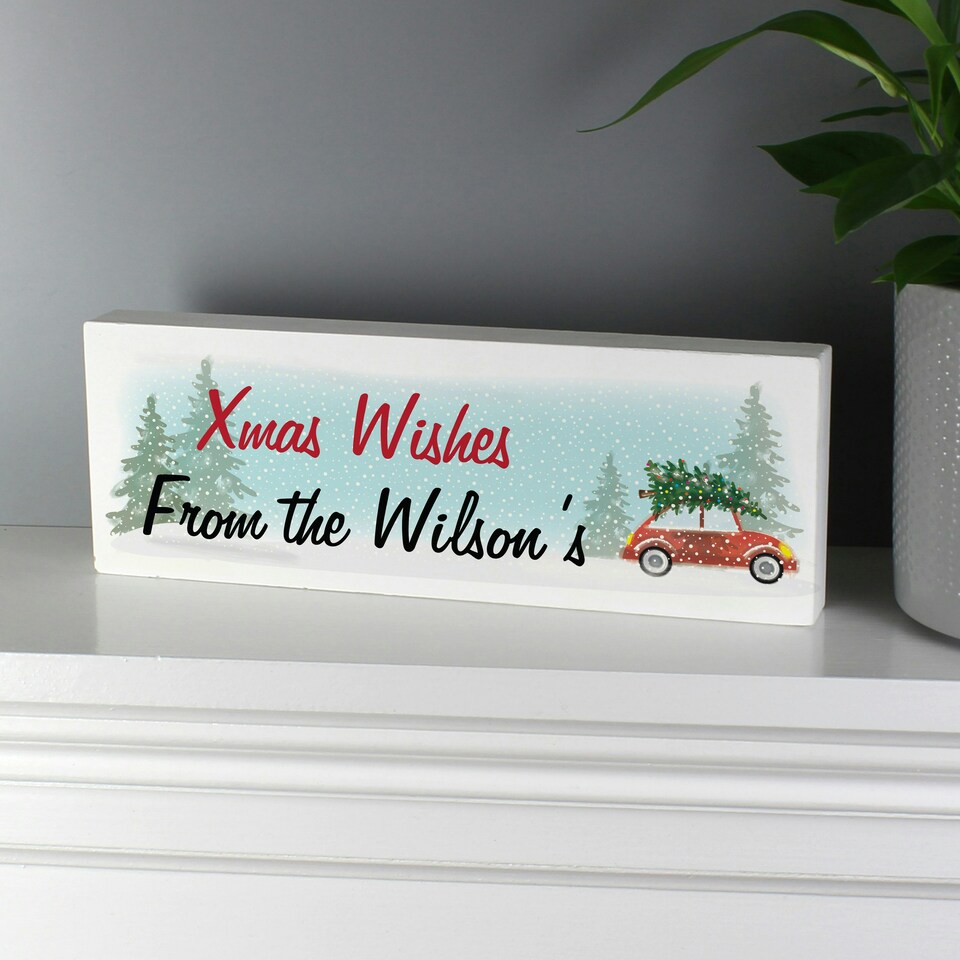 image 1 of Personalised Driving Home For Christmas Wooden Mantel Decoration