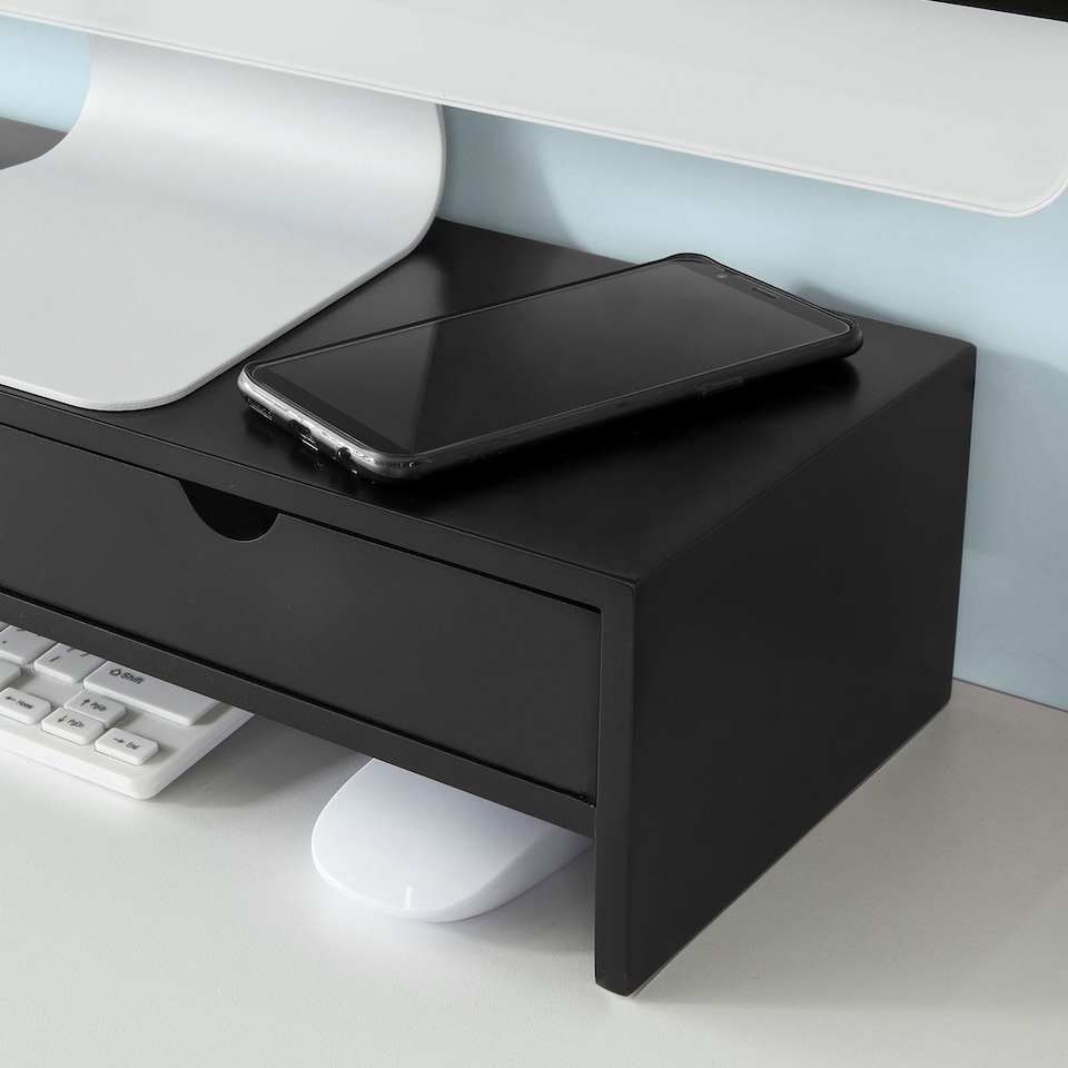 image 1 of SoBuy BBF02-SCH,Computer Monitor Stand Monitor Riser with 2 Drawers | Black | Black | 1