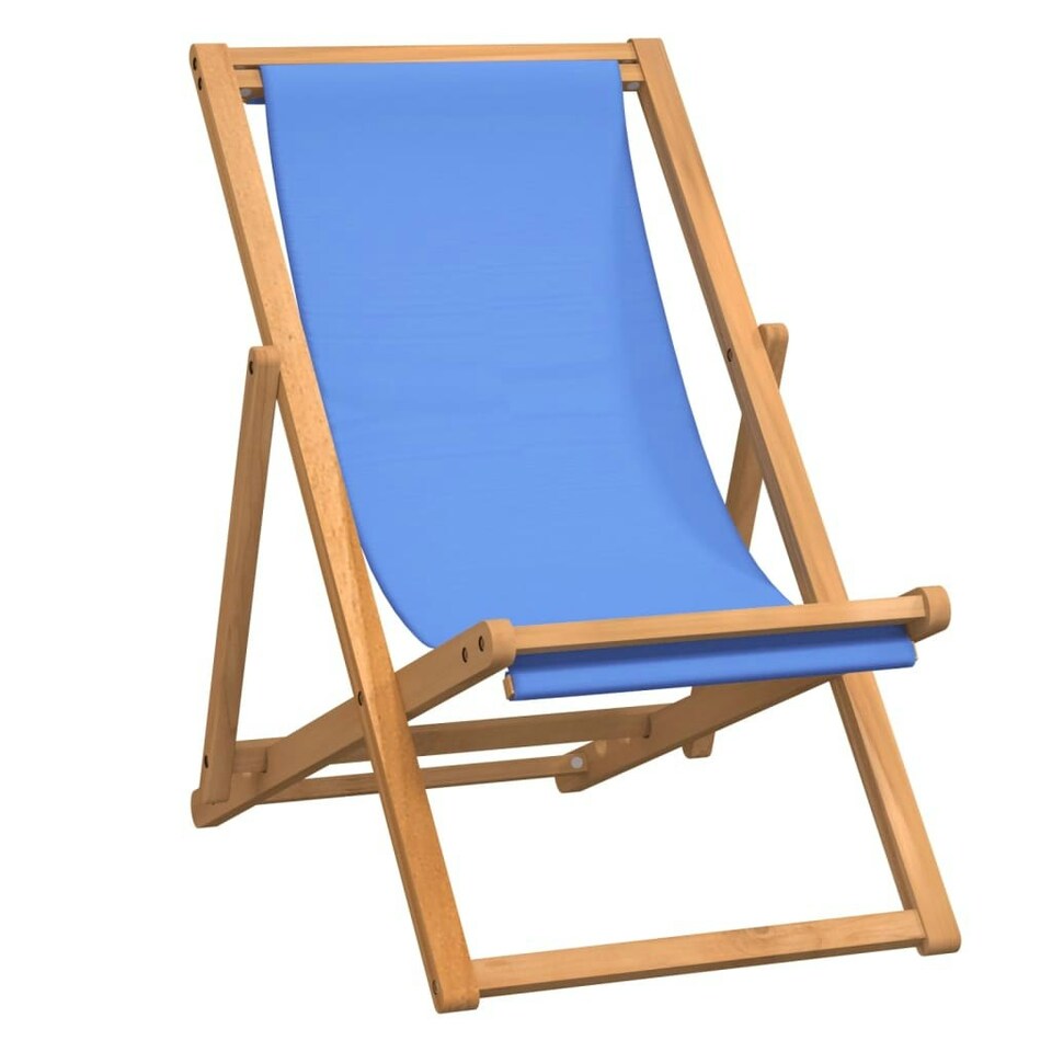 Deck Chair Teak 56x105x96 cm Blue Tesco Groceries