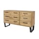 image 3 of Texas 3+3 Drawer Wide Chest of Drawers - Industrial Style Pine Bedroom Storage Cabinet with Metal Legs | Brown | Brown | 1