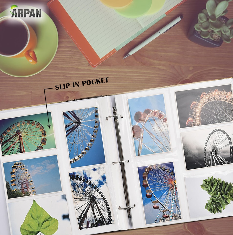 image 1 of ARPAN Large 3-Ring Binder Photo Album Holds 500 Photos 6x4" (10x15cm) – Slip In Pocket Picture Album for Wedding, Baby, Birthday, Family & Travel Memories