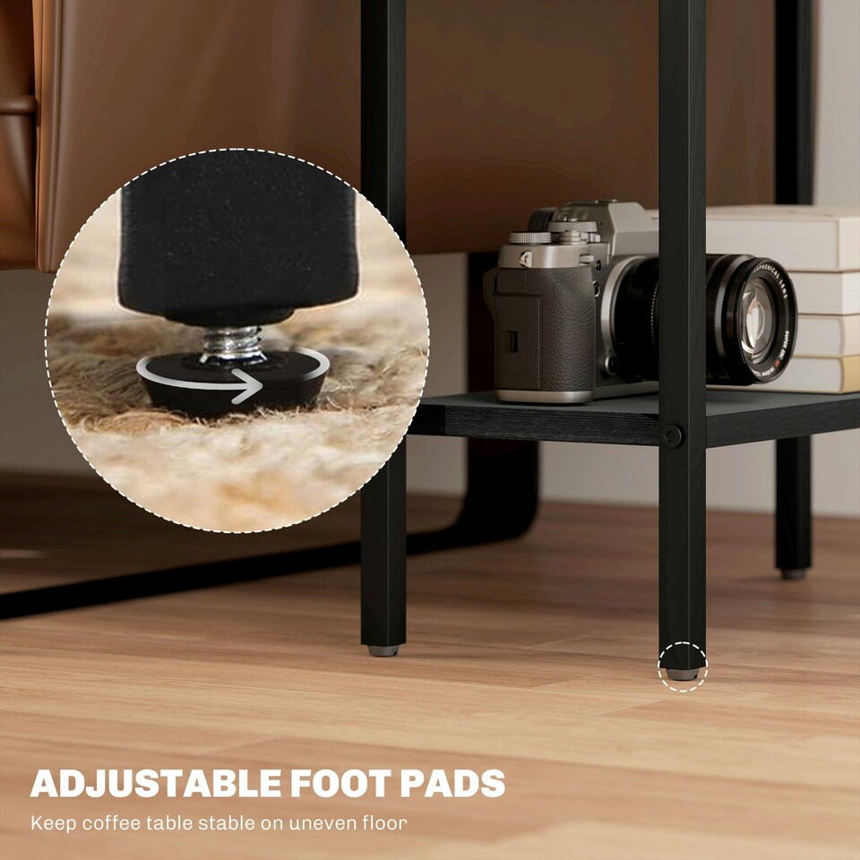 image 1 of HOMCOM Side Table with Storage, Small Table for Living Room, Bedroom Black