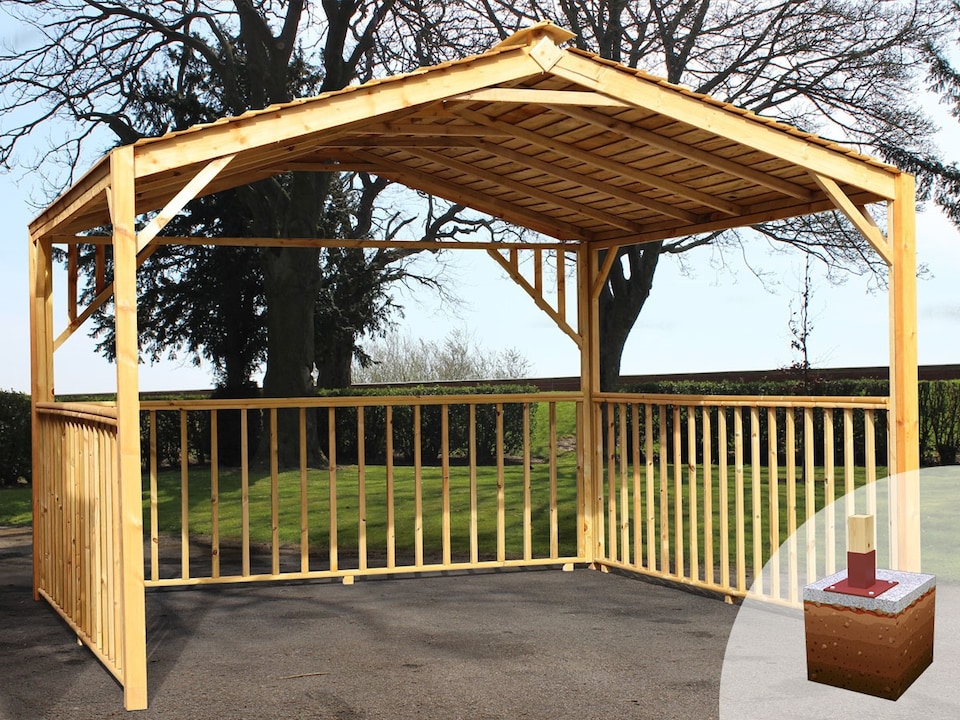 image 1 of eDecks Hot Tub Garden Gazebo, Treated Timber, 3000 x 3000mm w/ Concrete In Posts
