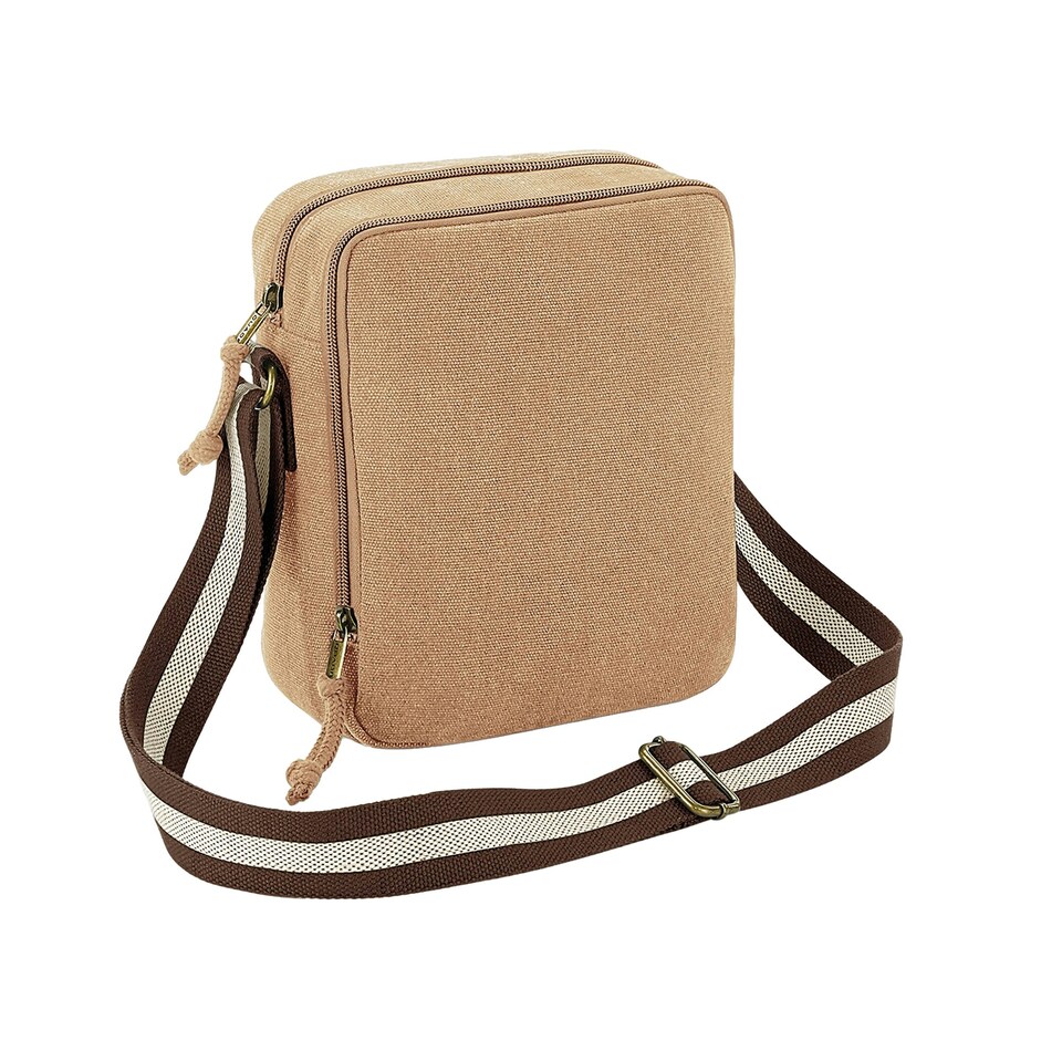 image 1 of Quadra Vintage Canvas Crossbody Bag - Sahara - One Size Brown
