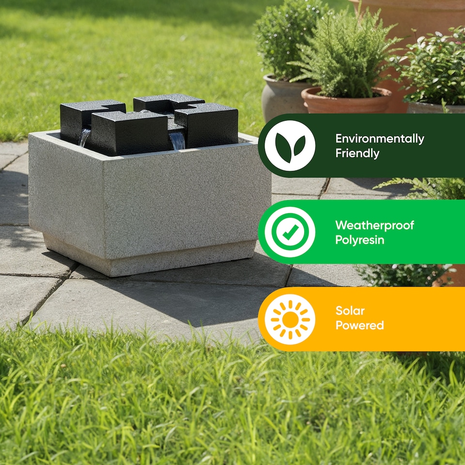 image 1 of Gardenwize Solar Powered Granite Oasis Solar Water Feature