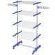 image 1 of HOMCOM 4-Tier Clothes Airer, Stainless Steel Foldable Clothes Drying Rack with Wheels and Wings, Indoor and Outdoor, Easy Assembly, 142 x 55 x 172cm, Blue