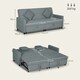image 3 of HOMCOM Sectional Sofa Bed, L-Shaped 3 Seater Sofa Bed, Reversible Sleeper Sofa with Pull Out Couch Bed, Cushions, Fabric Futon Sofa Bed for Living Room, Grey | Grey | One Size