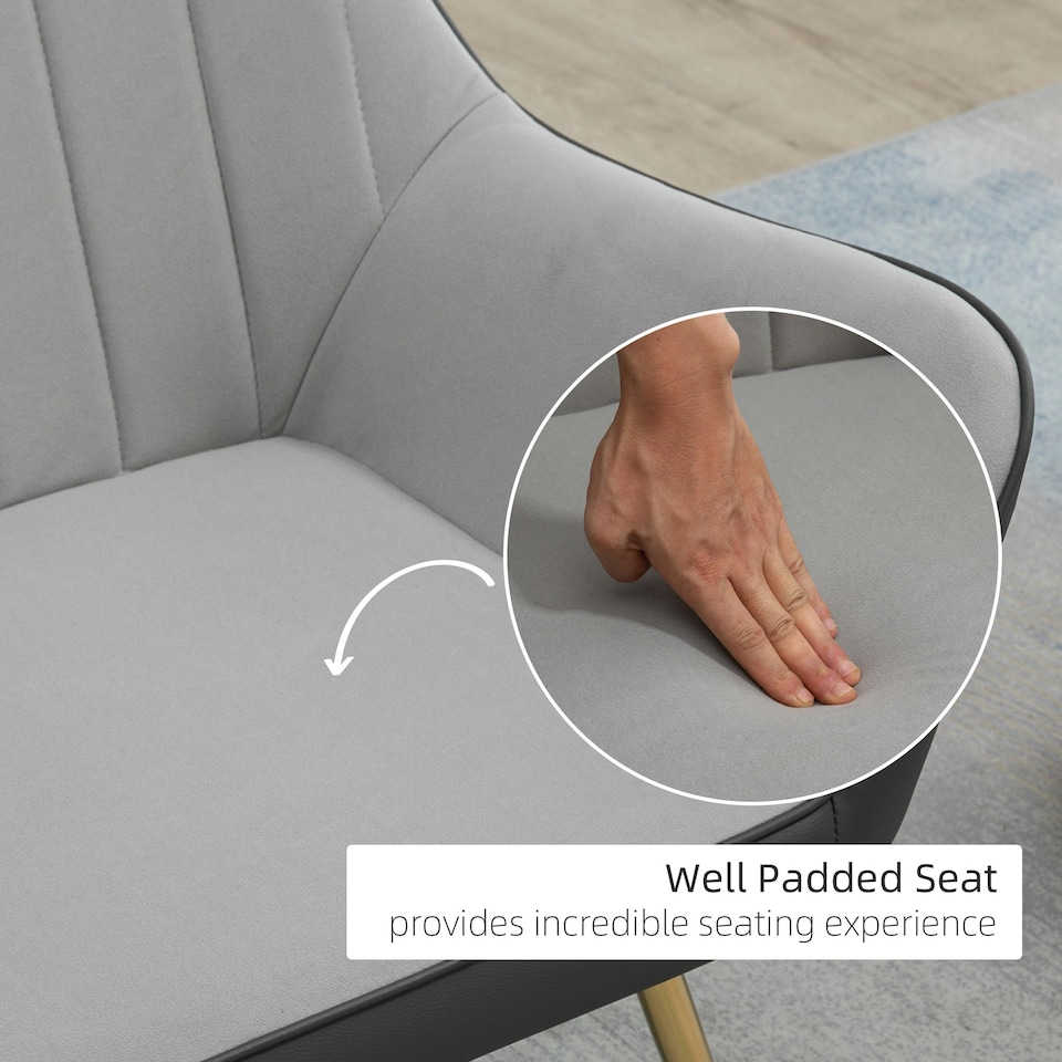 image 1 of HOMCOM Accent Chairs Velvet Armchairs for Living Room and Bedroom Light Grey
