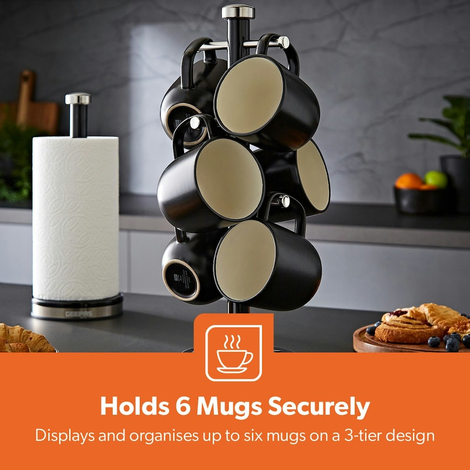image 1 of GEEPAS Mug Tree and Towel Pole Set | Black