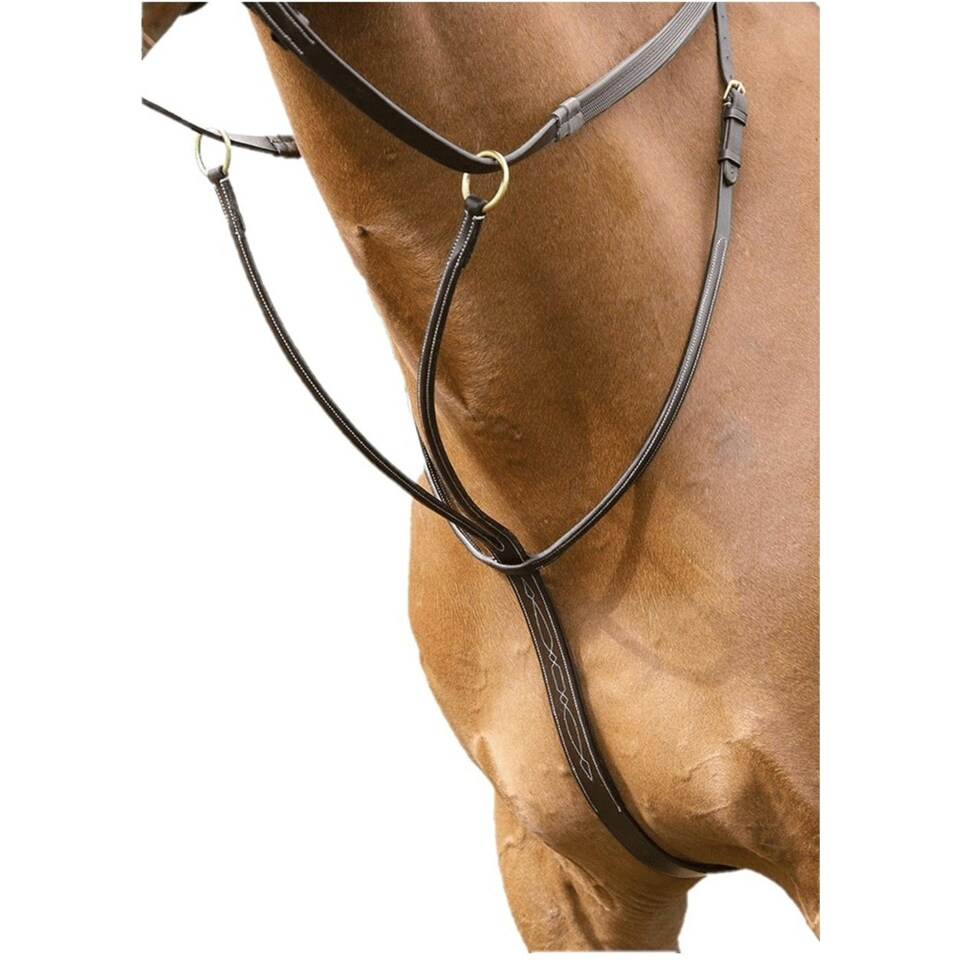Salisbury Leather Stitch Horse Running Martingale - Black - Cob