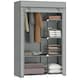 image 6 of HOMCOM Fabric Wardrobe w/ Shelves Hanging Rail Foldable Closets Light Grey