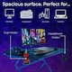 image 3 of Blue Ergonomic PC Gaming Office Computer Desk with Headphone Hook