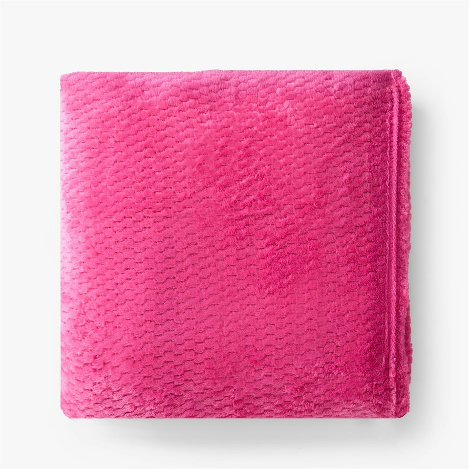 image 1 of OHS Faux Fur Super Soft Waffle Throw - Hot Pink Pink | 200CMx240CM