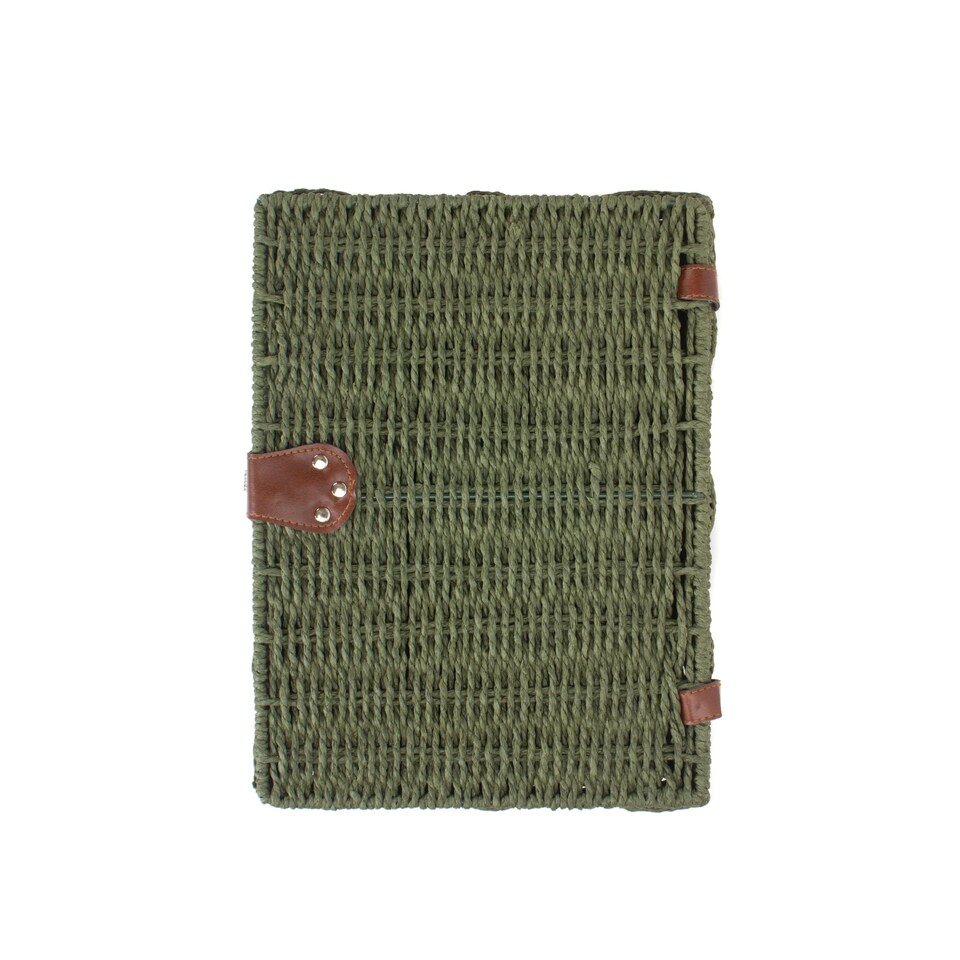 image 1 of Medium Forest Green Woven Paper Rope Hamper | Green | Green