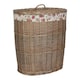 image 1 of Antique Wash Garden Rose Cotton Lined Oval Willow Laundry Basket