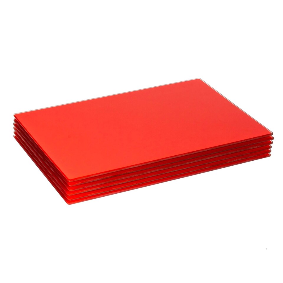image 1 of Harbour Housewares Glass Placemats - 40 x 30cm - Red - Pack of 6 | Red | Red