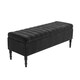image 4 of 120cm Paris Striped Ottoman Storage Bench- Plush Velvet Shoe Bench - Black Upholstery Footstool with Storage