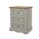 image 3 of Corona 3 Drawer Premium Bedside Table - Solid Pine Nightstand with Metal Hardware | Grey | Grey Wax | One Size | 1