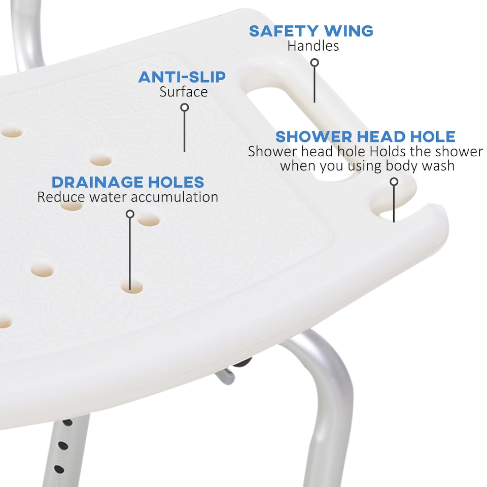 image 1 of HOMCOM Bath Chair Shower Seat, Safety Bathroom Elderly Aids