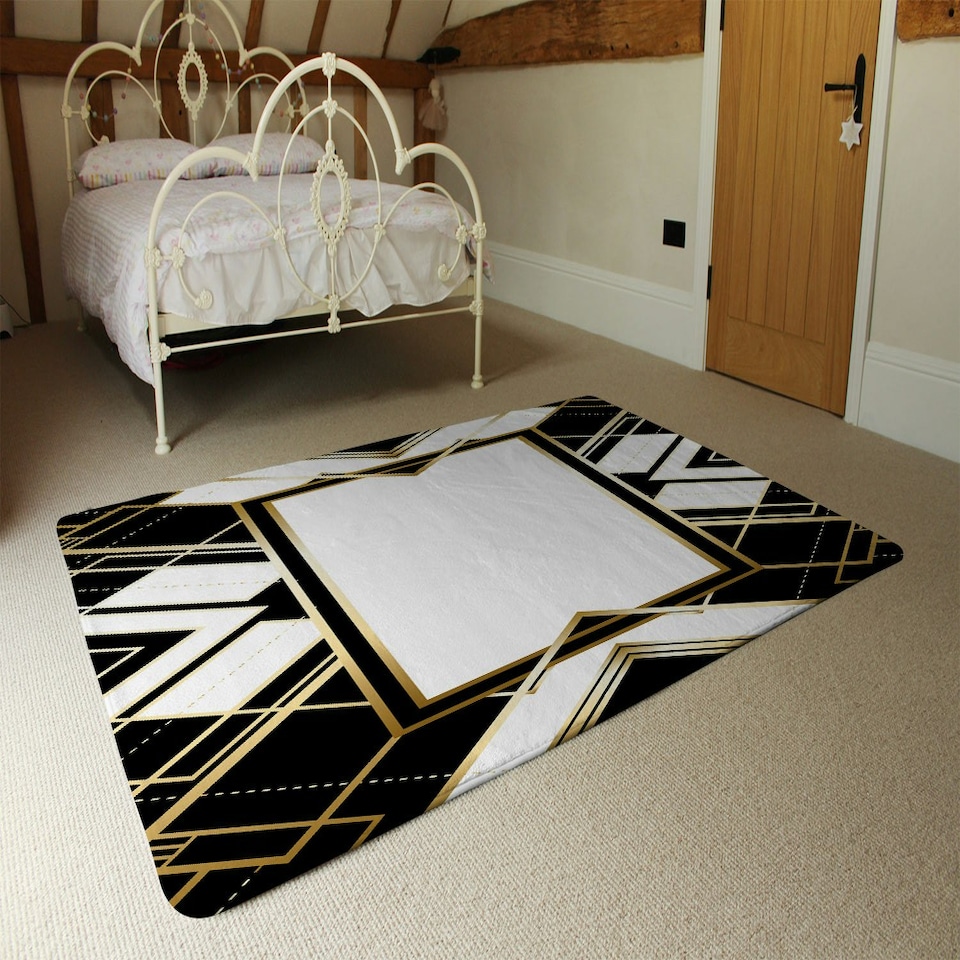 image 1 of Art Deco Frame (Rug) Black | Medium: 80x150cm