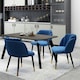 image 8 of Set of 2 Milano Velvet Dining Chairs with Stylish Ribbed Back Design, Black Metal Legs with Silver Tips | Blue | Gold End Tips