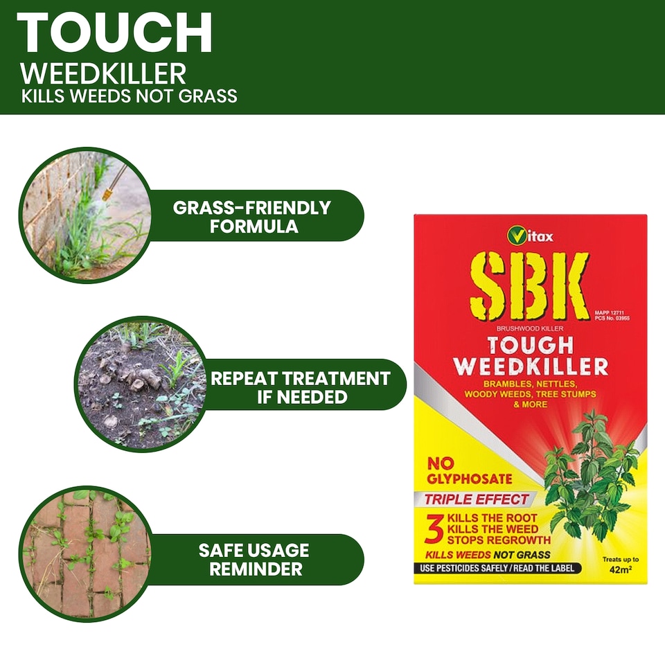 image 1 of Vitax SBK Brushwood Killer 125ml Tough Weedkiller for Brambles Nettles Tree Stumps & Woody Weeds Fast-Acting