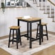 image 1 of Corona Wavy Edge Rectangular High Breakfast Bar Table & 2 Bar Stool Set - Black or Grey Frame | Black | Black | 1