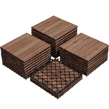 Yaheetech Pack of 27 Wood Flooring Tiles | Brown | Brown | 2.6m²