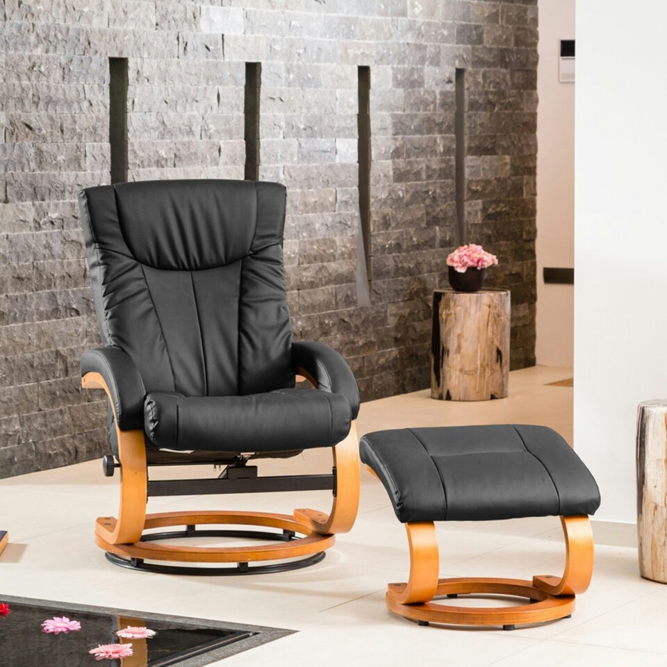 image 1 of Modena Swivel Recliner with Massage and Heat Black