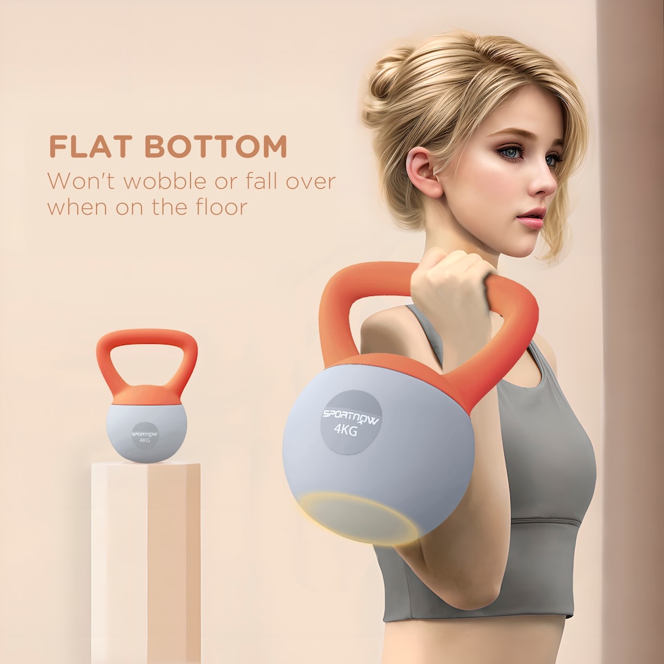 image 1 of SPORTNOW 8KG Kettlebell with Soft Body and Non-Slip Handle, Yellow and Grey | Orange | Orange and Grey