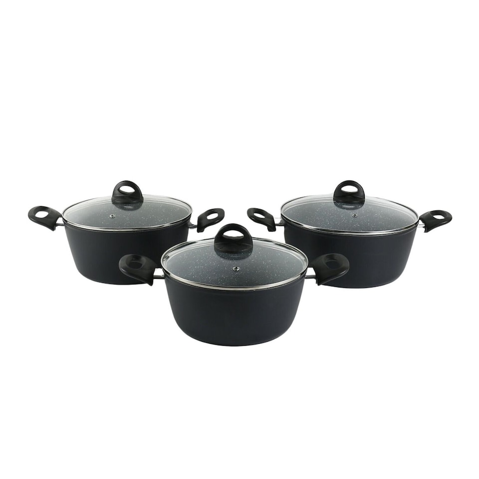image 1 of 9-PC Black Marble Pots & Pans Set