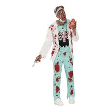 Fiestas Guirca Mens Zombie Surgeon Costume Set | White | White/Blue/Red | L | 1