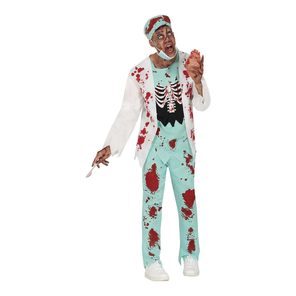 image 1 of Fiestas Guirca Mens Zombie Surgeon Costume Set | White | White/Blue/Red | L | 1