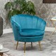 image 3 of Benicia Velvet Fabric Petal Chair - Teal