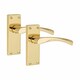 image 2 of Golden Grace 4 Pairs Victorian Scroll Astrid Handle Latch Door Handles in Gold Polished Brass with 120mm x 40mm Backplate Gold