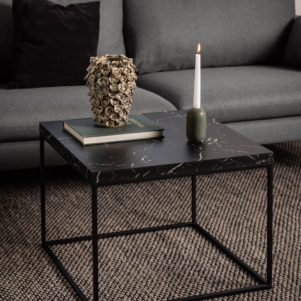image 1 of Barossa Coffee Table with Black Marble Marquina Top & Black Steel Base 60cm