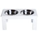 image 8 of PawHut Raised Dog Bowls Pet Feeder Raised Elevated Stainless Steel Food White
