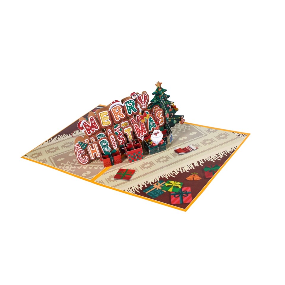 image 1 of Jolly & Bright Gingerbread Themed 3D Pop Up Christmas Card