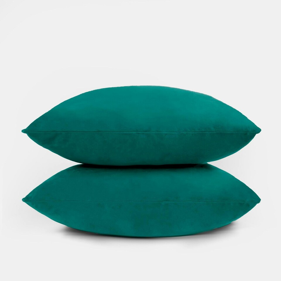 image 1 of OHS 2 x Soft Plain Matte Velvet Cushion Covers, 45x45cm - Teal