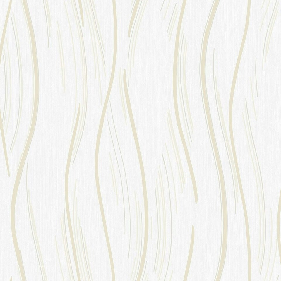 image 1 of World Of Wallpaper Shimmer Wave Textured Wallpaper - Natural Beige/Gold - 10m x 53cm Cream