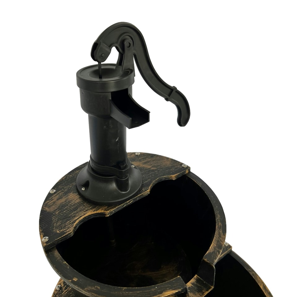 image 1 of Oypla 2 Tier Cascading Barrel Garden Water Pump Fountain Feature