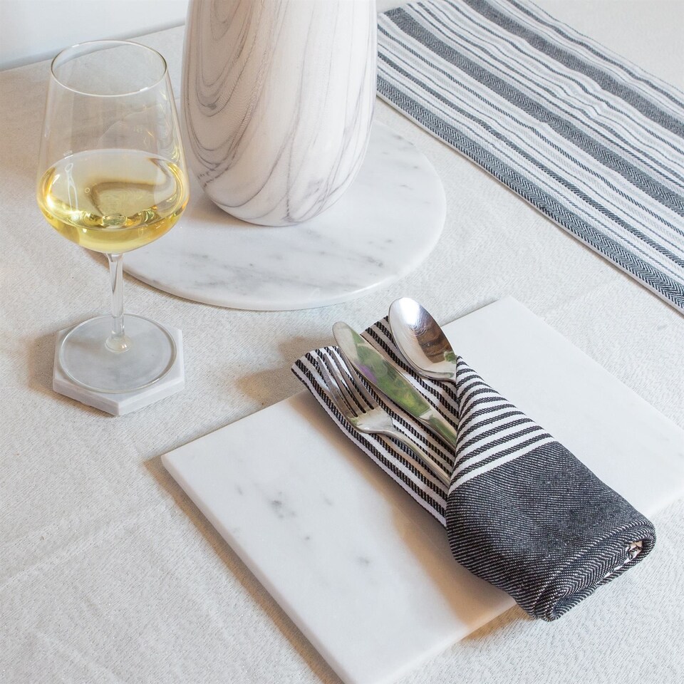 image 1 of Argon Tableware Rectangle Marble Placemats - 30cm x 20cm - White - Pack of 6 | White | White