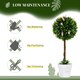 image 10 of HOMCOM Set of 2 Potted Artificial Plants Ball Tree with Flowers, Pink