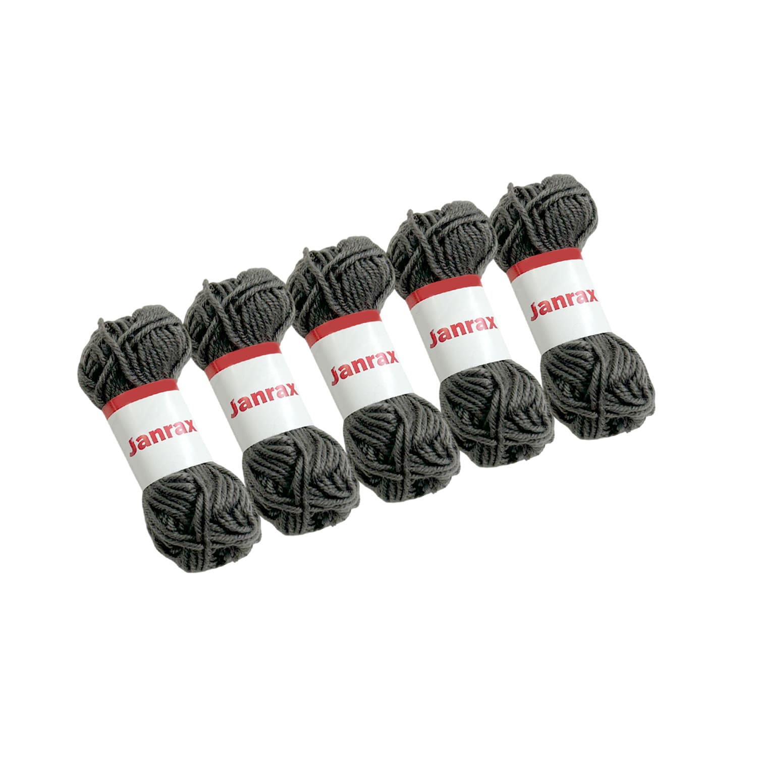 Pack of 5 Grey Acrylic Yarn Rolls â 10g each, 4 Strand 8 Ply Knitting Wool