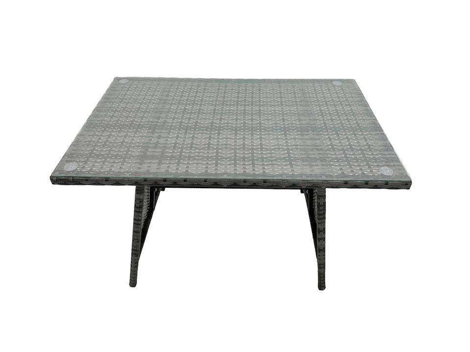 image 1 of Fimous Rattan Dining Table Sofa Set with Armchair Side Table 2 Big Footstools Outdoor 10 Seat Garden Furniture Set Dark Grey Mixed