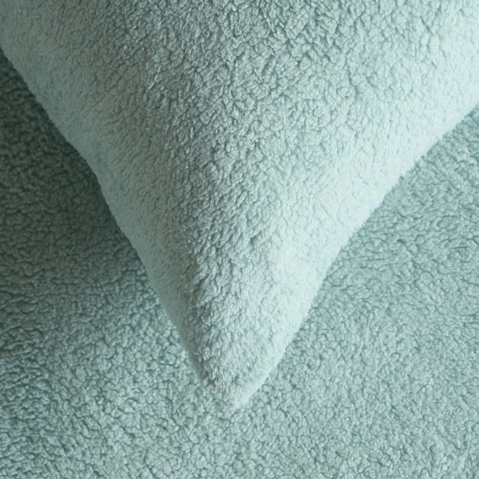 image 1 of OHS 2 Pack Soft Cosy Teddy Fleece Pillowcases, 50x75cm - Duck Egg Blue