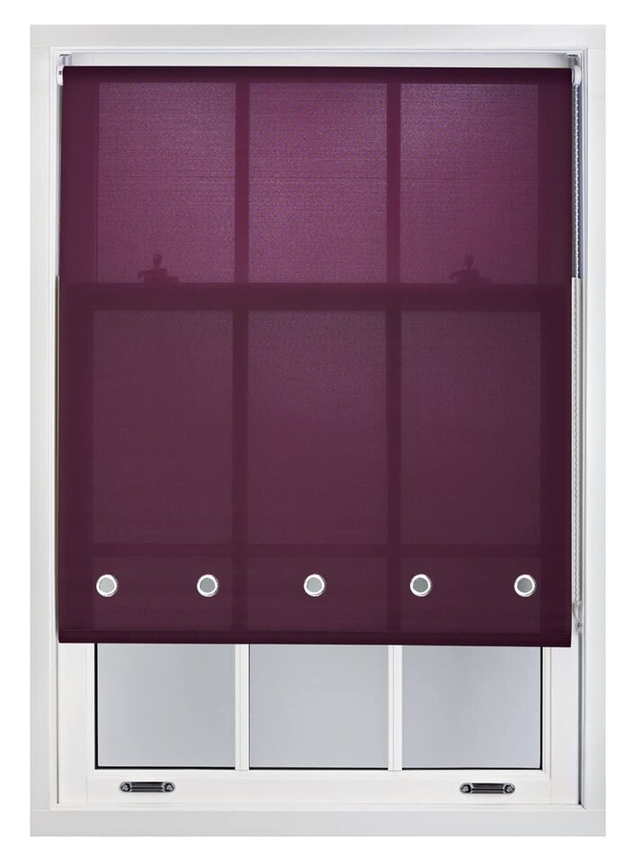image 1 of FURNISHED Roller Blinds Daylight Round Eyelet Light Filtering Easy Fit Trimmable Window Blind | Purple | Aubergine | (W) 225cm x (L) 165cm